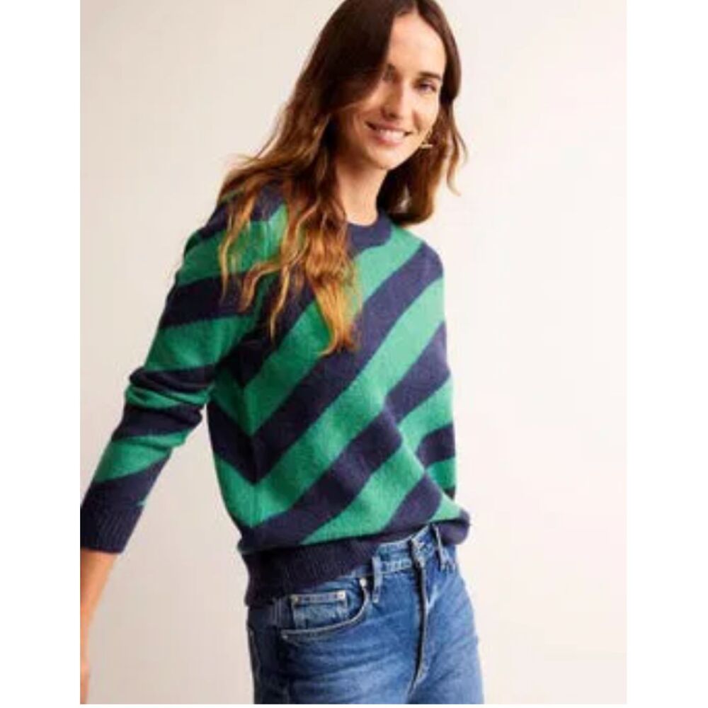 BODEN Fluffy Diagonal Stripe Jumper